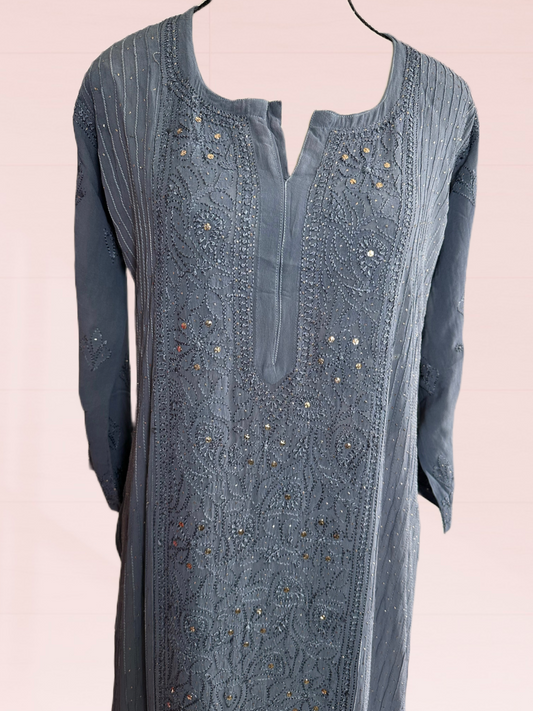 Grey 1pc Kurta (Viscose  Georgett)