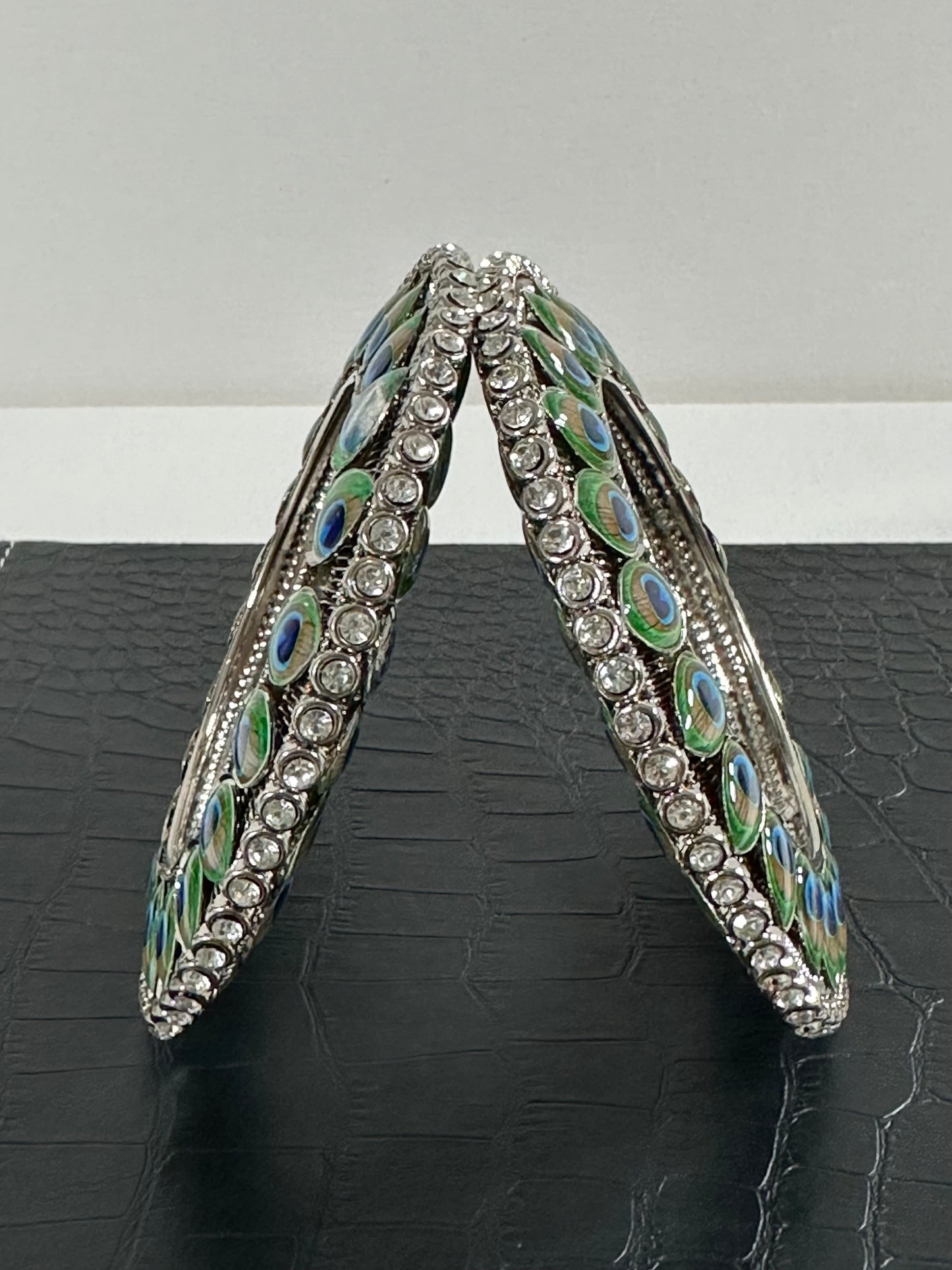 Peacock Design Silver Metal Bangle/Kada