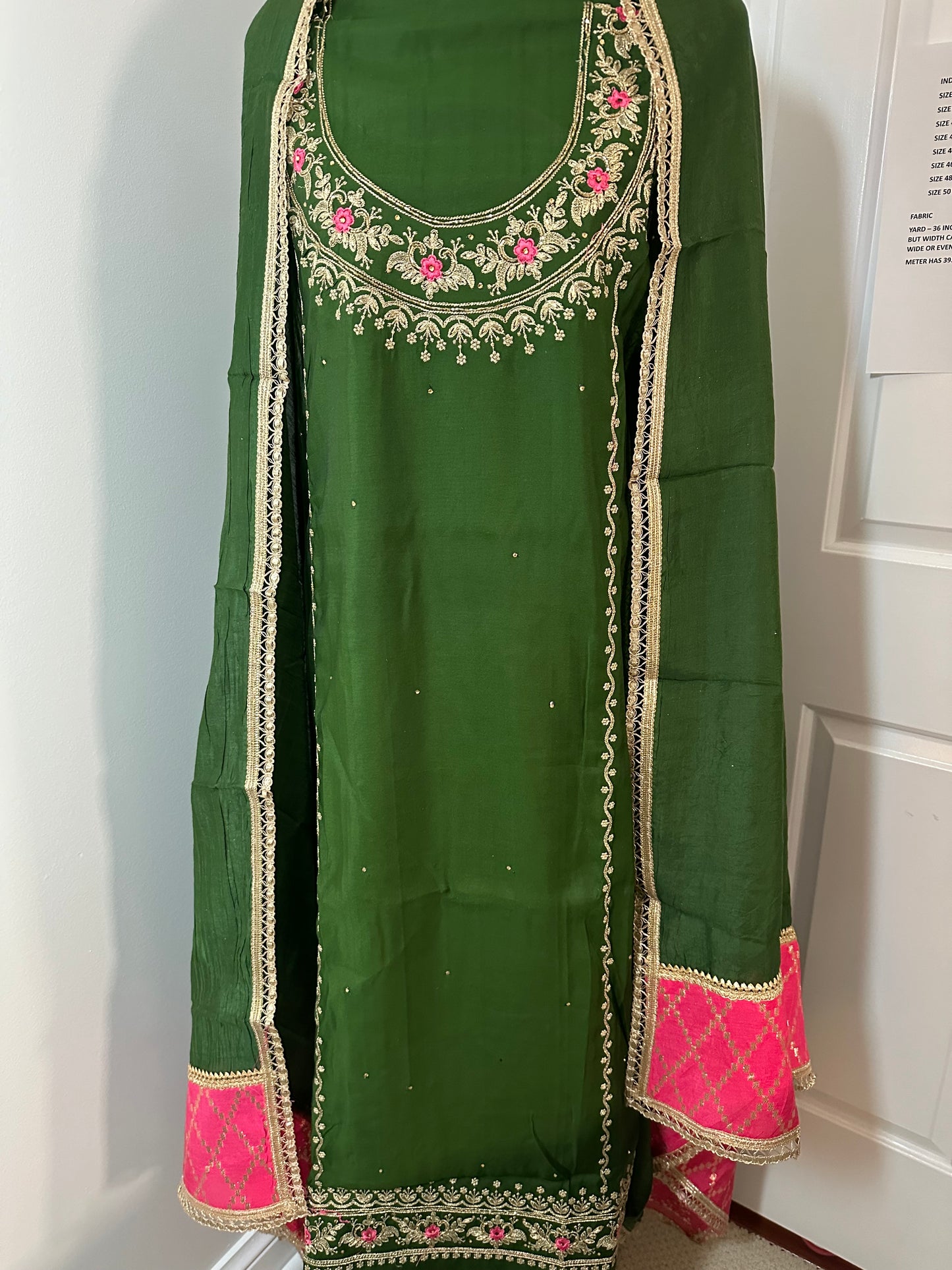 3pc. Unstitched suit with embroidery