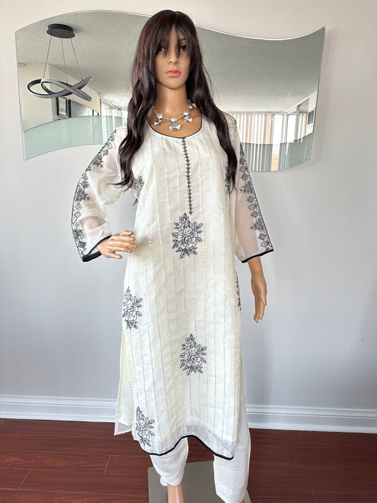 Organza White Salwaar Kameez Suit