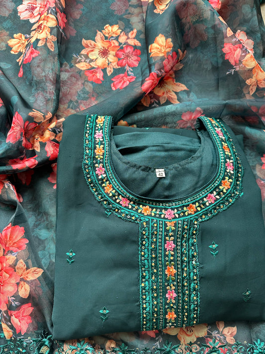 Georgette Designer Salwaar Kameez Greenish Blue